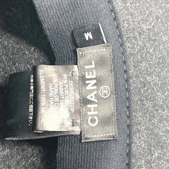 CHANEL Ribbon Logo Ribbon CC Mark hat bucket hat bob hat Rabbit gray/Black main image 5